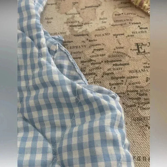 Vintage Tiny Tots Blue Gingham Embroidered Cat Overall Romper 24Mo - Picture 5 of 7